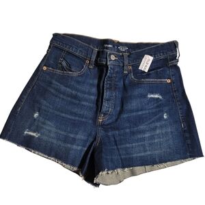 Old Navy High-Rise Button Fly Blue Dark Denim Jean Cut-off Shorts